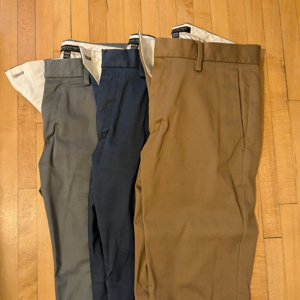 Banana Republic Rapid Movement Chino bundle - gray, navy, khaki - Fulton skinny